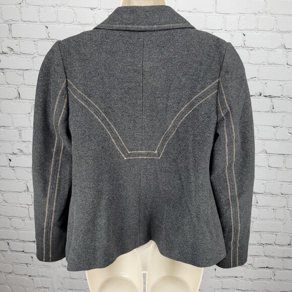 Ett:Twa Anthropologie Grey Double Breasted Buttoned Stretch Lined Jacket 8 - Picture 2 of 15